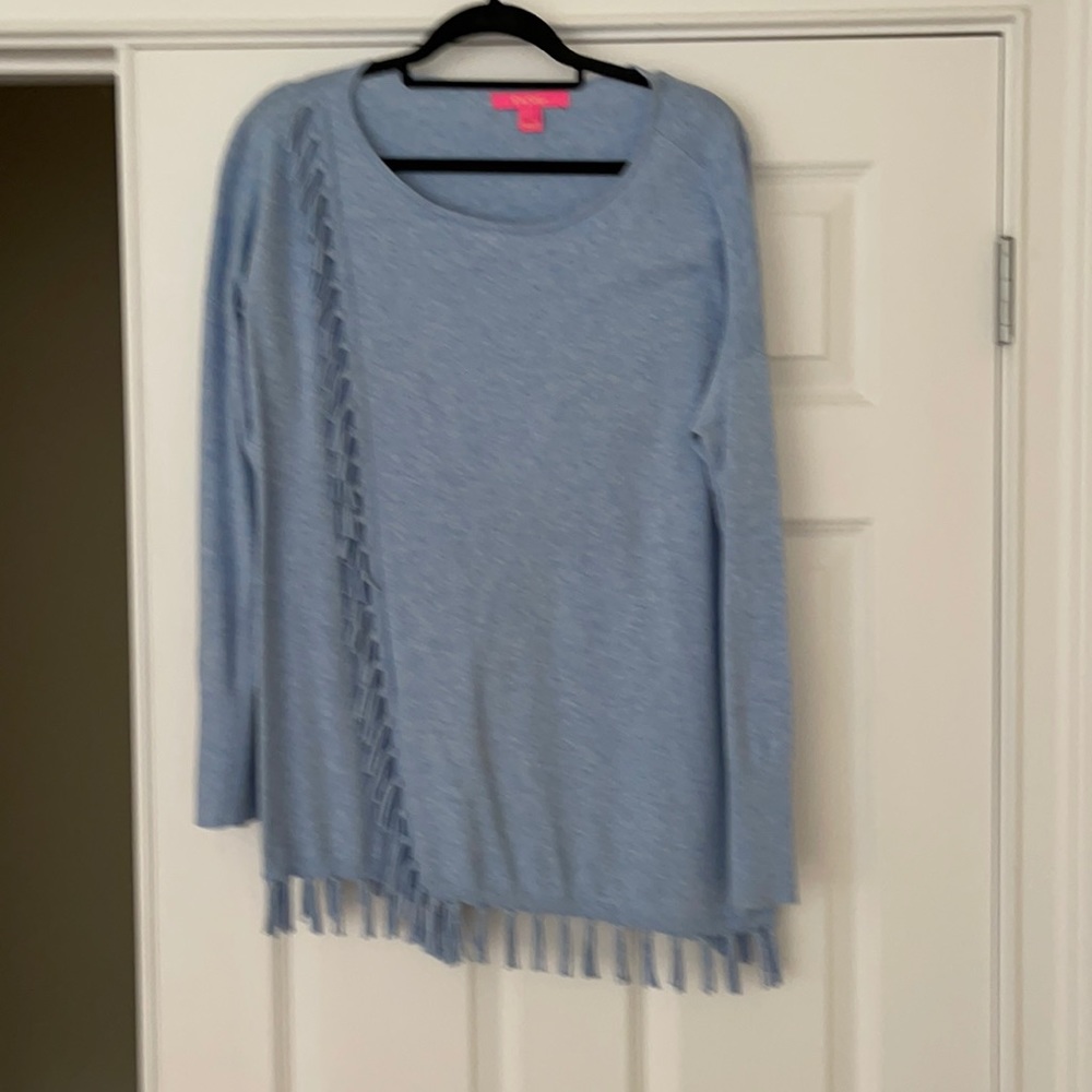 Lilly Pulitzer light weight sweater with fringe